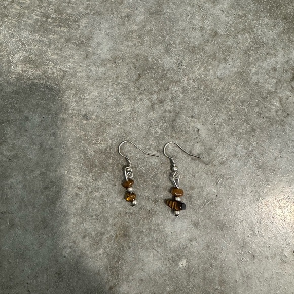 Tiger's‎ eye and silver earrings - Picture 3 of 3
